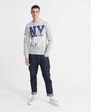 Superdry SDQB High NY Crew Férfi Pulóver Szürke | IRDVA7325